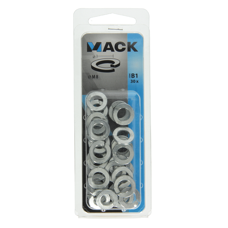Mack 1017756 - arandela elástica acero galvanizado 30 piezas m 8 | 10 piezas