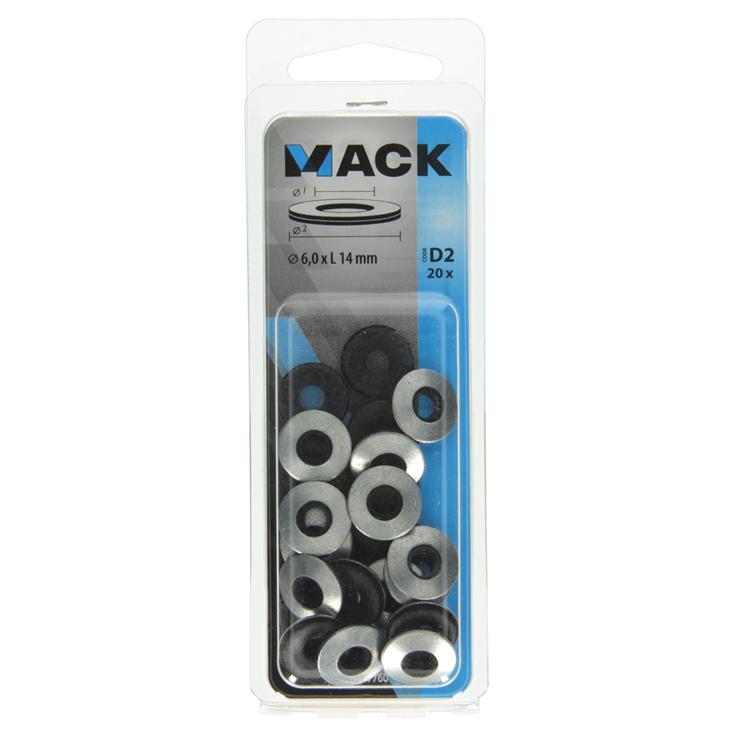 Mack 1017760 - anillo de sellado de goma galvanizado 20 piezas 6,0 x 14 mm | 10 piezas