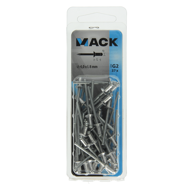 Mack 1020297 - 37 grapas ciegas aluminio 4.0x8mm | 5 piezas