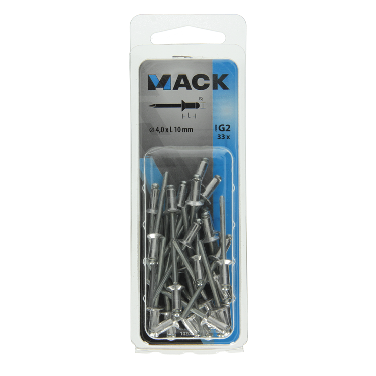 Mack 1020298 - 33 grapas ciegas aluminio 4.0x10mm | 5 piezas