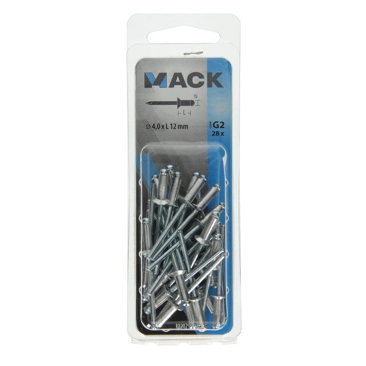 Mack 1020299 - 28 grapas ciegas aluminio 4.0x12mm | 5 piezas