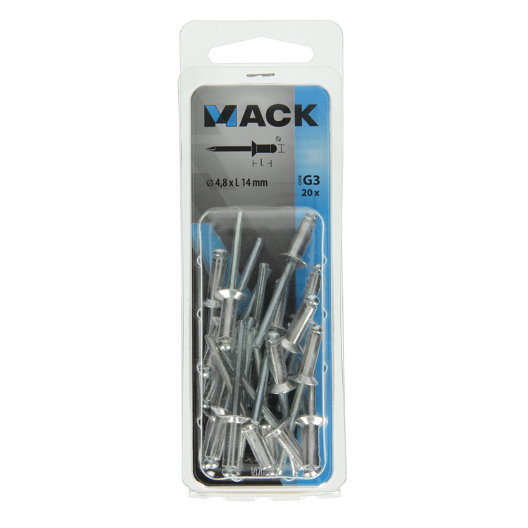 Mack 1020304 - 20 grapas ciegas aluminio 4,8x14mm | 5 piezas