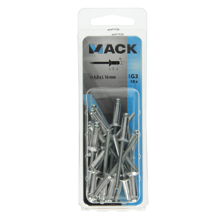 Mack 1020305 - 18 grapas ciegas aluminio 4,8x16mm | 5 piezas