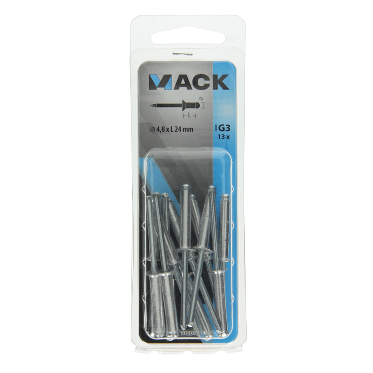 Mack 1020308 - 13 grapas ciegas aluminio 4,8x24mm | 5 piezas