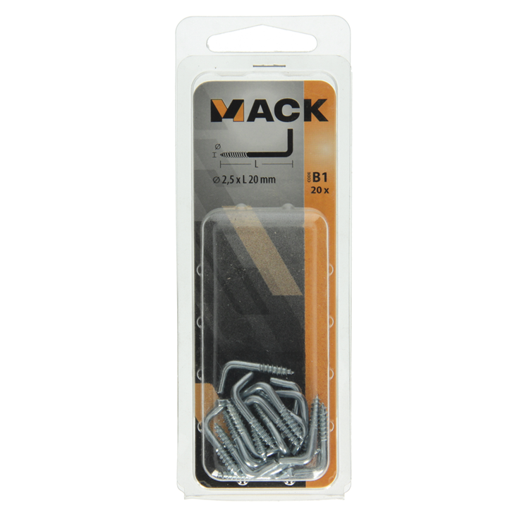 Mack 1017815 - tornillo pulgar acero galvanizado 20 piezas 2,5 x 20 mm | 10 piezas