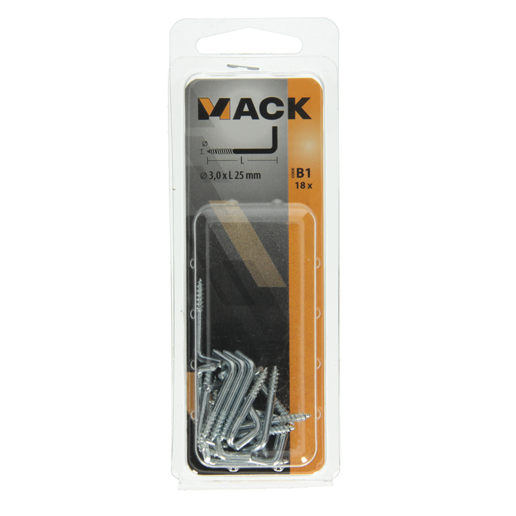 Mack 1017816 - tornillo pulgar acero galvanizado 18uds 3,0 x 25 mm | 10 piezas