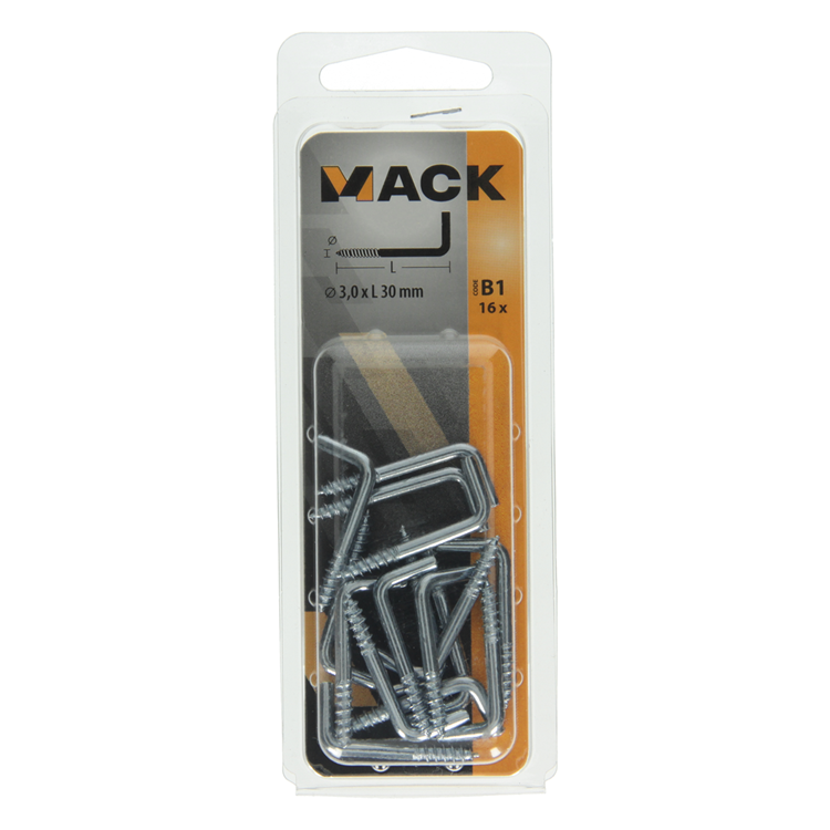Mack 1017817 - tornillo pulgar acero galvanizado 16uds 3,0 x 30 mm | 10 piezas