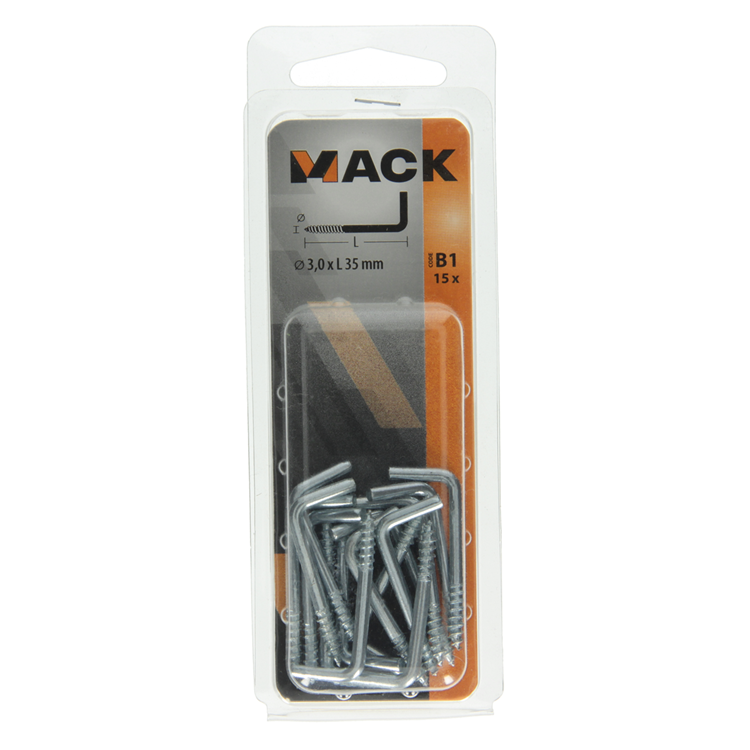 Mack 1017818 - tornillo pulgar acero galvanizado 15 piezas 3,0 x 35 mm | 10 piezas