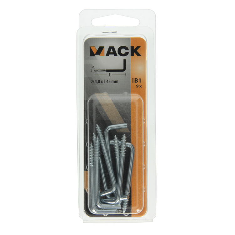 Mack 1017820 - tornillo pulgar acero galvanizado 9 piezas 4,0 x 45 mm | 10 piezas