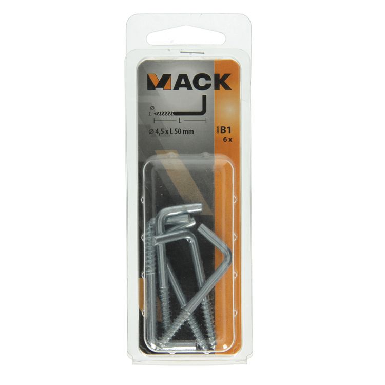 Mack 1017821 - tornillo pulgar acero galvanizado 6 piezas 4,5 x 50 mm | 10 piezas