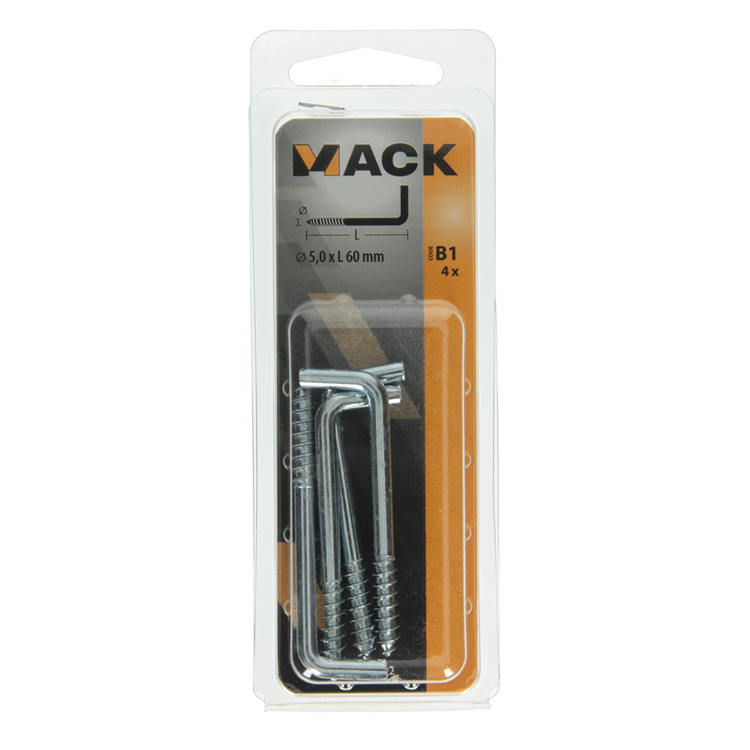 Mack 1017822 - tornillo pulgar acero galvanizado 4uds 5,0 x 60 mm | 10 piezas