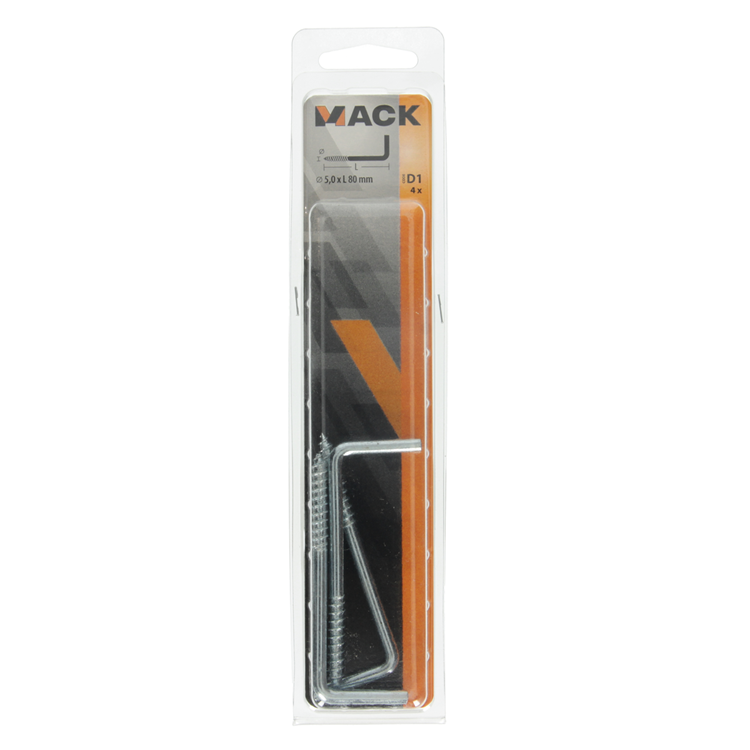 Mack 1017823 - tornillo pulgar acero galvanizado 4uds 5,0 x 80 mm | 5 piezas