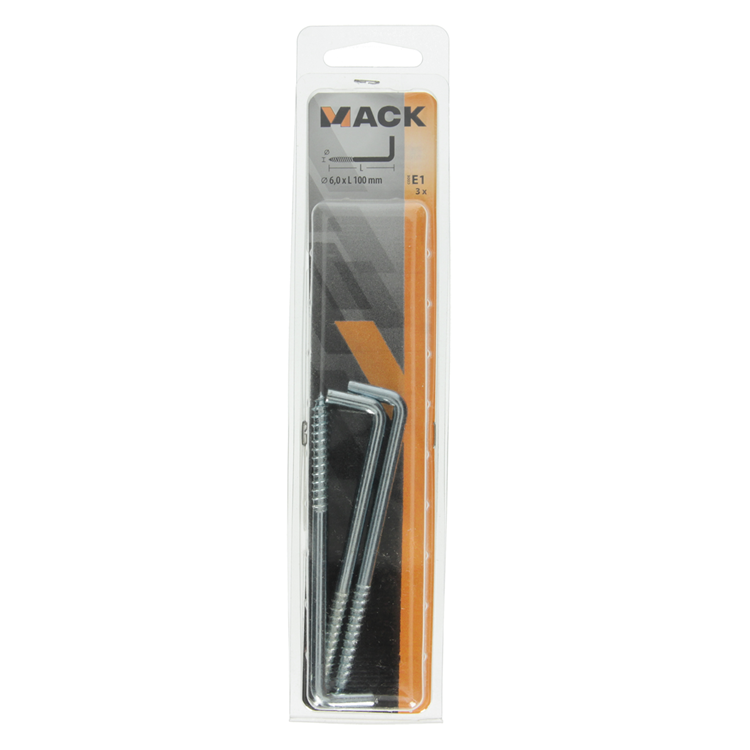 Mack 1017824 - tornillo pulgar acero galvanizado 3 piezas 6,0 x 100 mm | 5 piezas