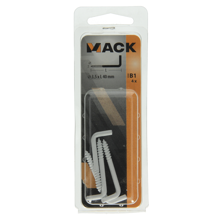Mack 1017827 - tornillo pulgar acero blanco 4 piezas 3,5 x 40 mm | 10 piezas