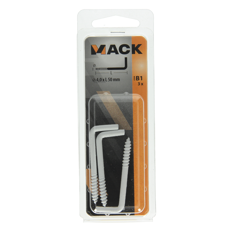 Mack 1017828 - tornillo pulgar acero blanco 3 piezas 4,0 x 50 mm | 10 piezas