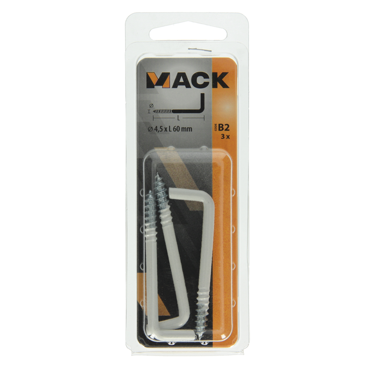Mack 1017829 - tornillo pulgar acero blanco 3 piezas 4,5 x 60 mm | 10 piezas