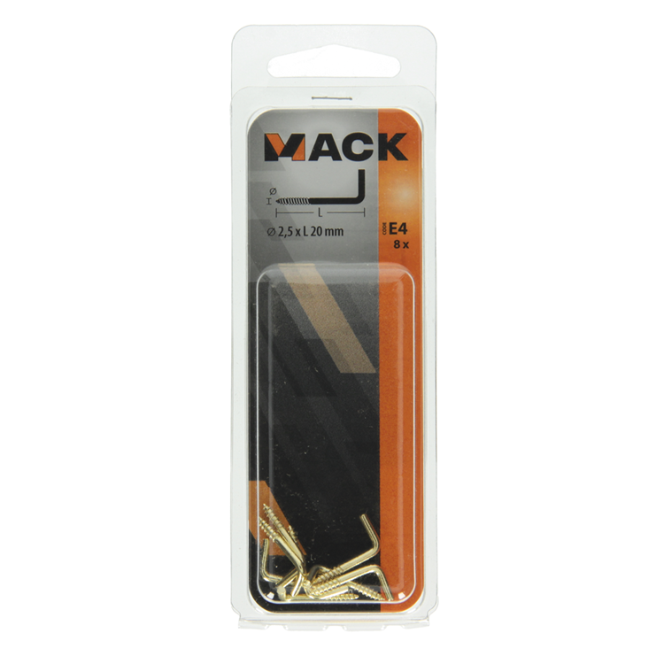 Mack 1019700 - tornillo pulgar latón 8 piezas 2,5 x 20 mm | 10 piezas