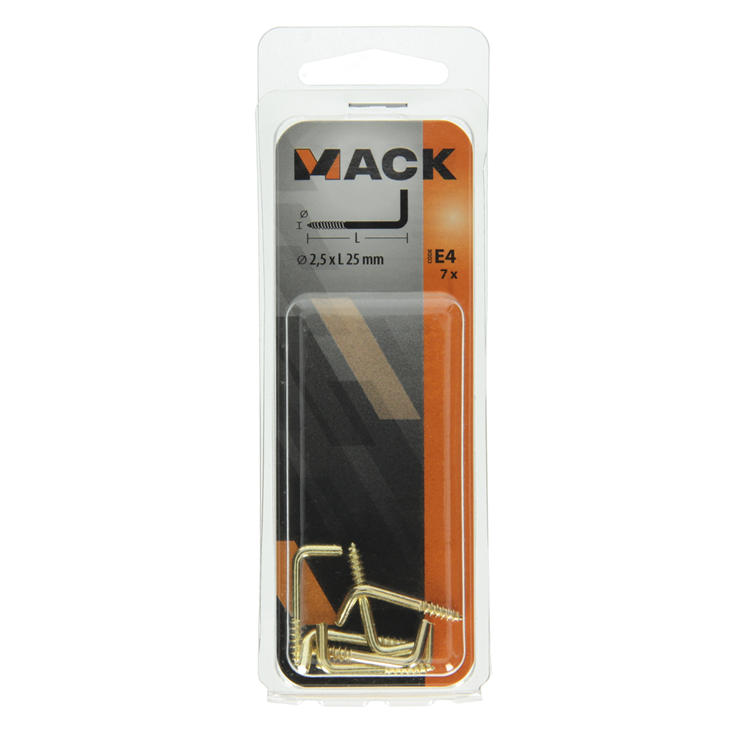 Mack 1019701 - tornillo pulgar latón 7 piezas 2,5 x 25 mm | 10 piezas