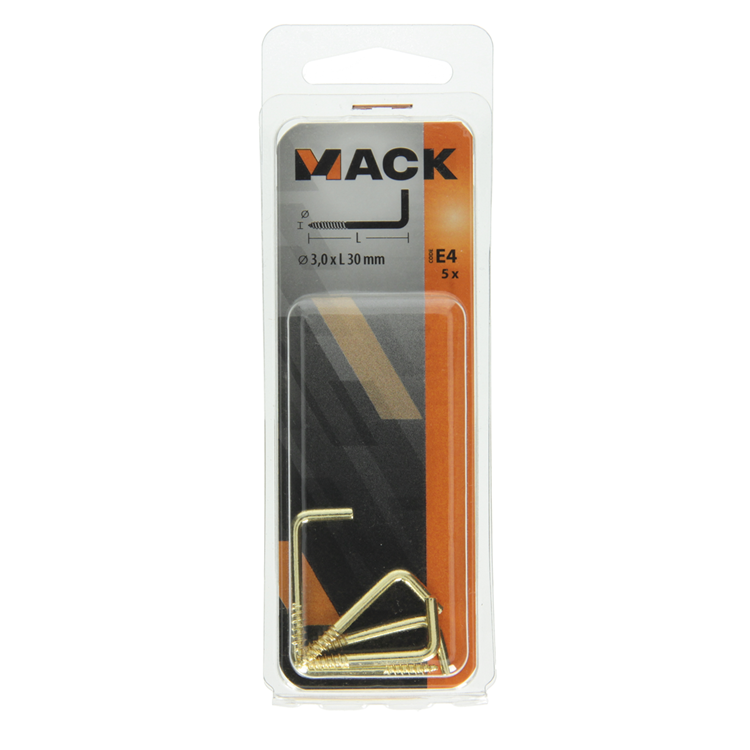 Mack 1019702 - tornillo pulgar latón 5 piezas 3,0 x 30 mm | 10 piezas