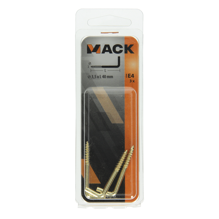 Mack 1019703 - tornillo pulgar latón 3uds 3,5 x 40mm | 10 piezas