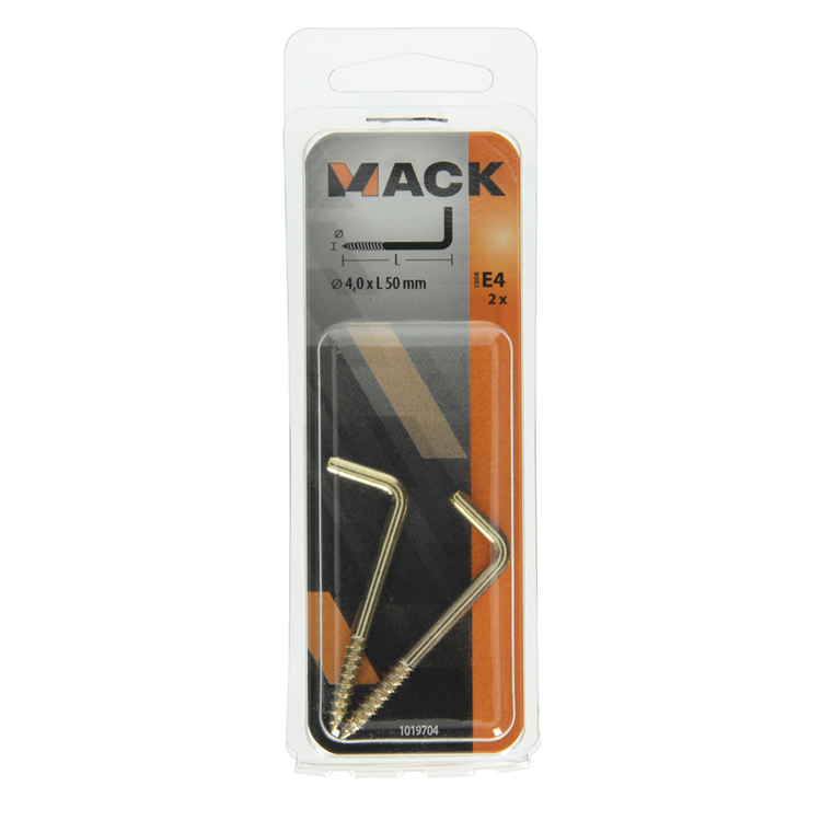 Mack 1019704 - tornillo pulgar latón 2 piezas 4,0 x 50 mm | 10 piezas