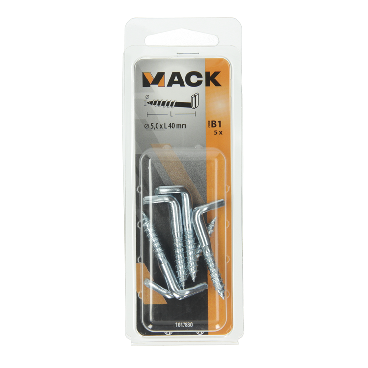 Mack 1017830 - tornillo pulgar con ranura, acero galvanizado. 5 piezas 5,0 x 40 mm | 10 piezas