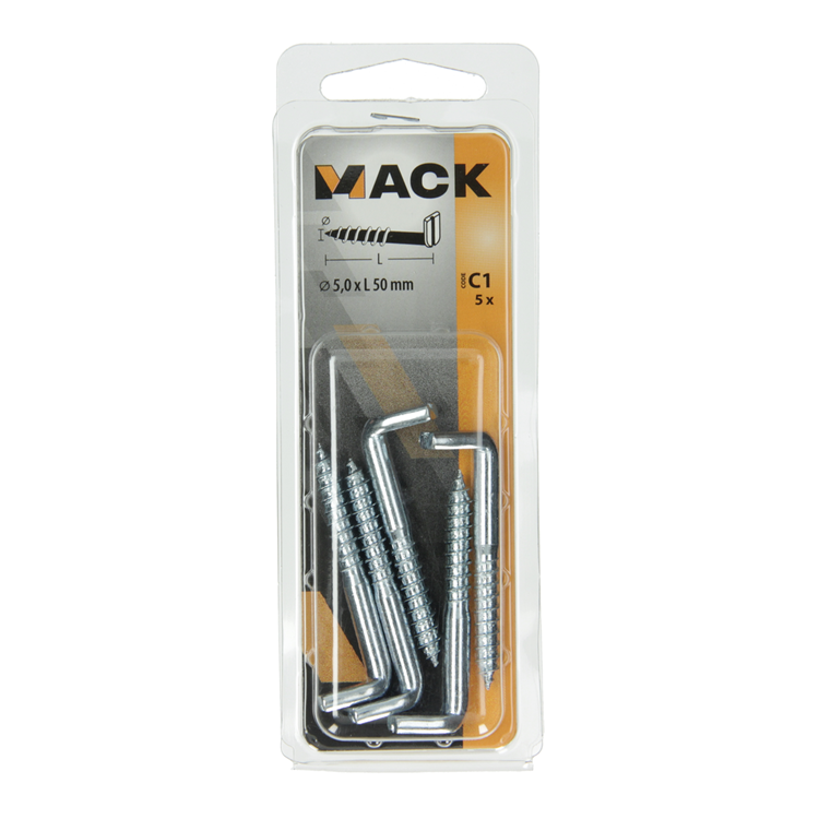 Mack 1017831 - tornillo pulgar con ranura, acero galvanizado. 5 piezas 5,0 x 50 mm | 10 piezas