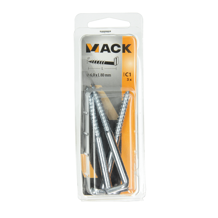 Mack 1017833 - tornillo pulgar con ranura, acero galvanizado. 3 piezas 6,0 x 80 mm | 10 piezas