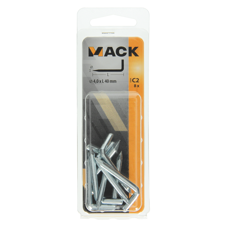 Mack 1017840 - punta pulgar acero galvanizado 8 piezas 4,0 x 40 mm | 10 piezas