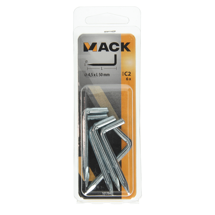 Mack 1017842 - punta pulgar acero galvanizado 6 piezas 4,5 x 50 mm | 10 piezas