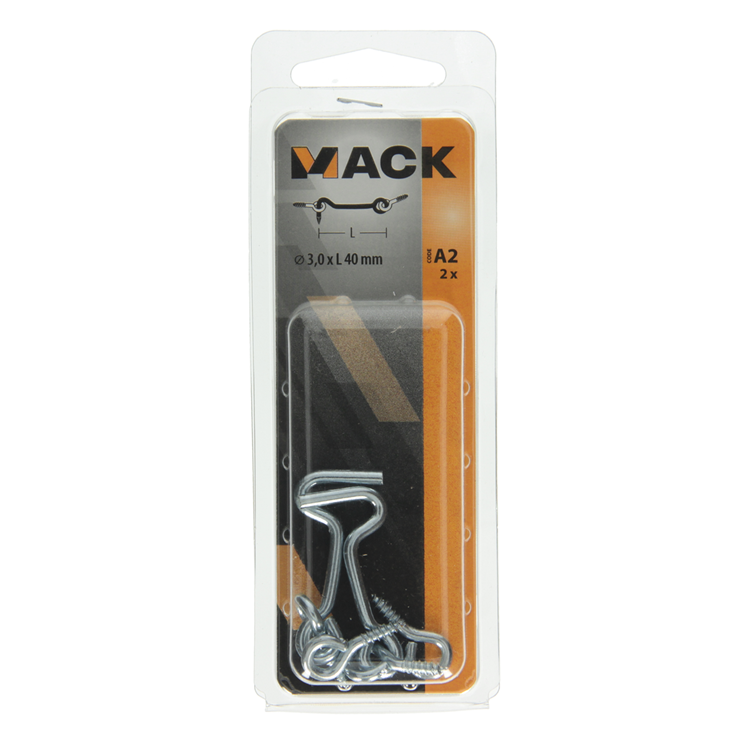 Mack 1017846 - Gancho de viento de acero galvanizado 2 piezas 3,0 x 40 mm | 10 piezas
