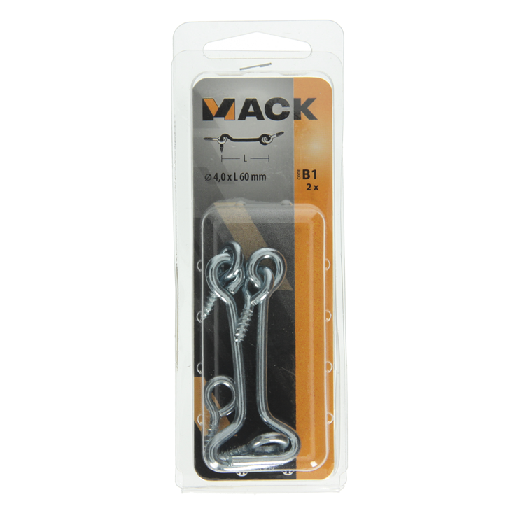 Mack 1017848 - gancho de viento de acero galvanizado 2 piezas 4,0 x 60 mm | 10 piezas