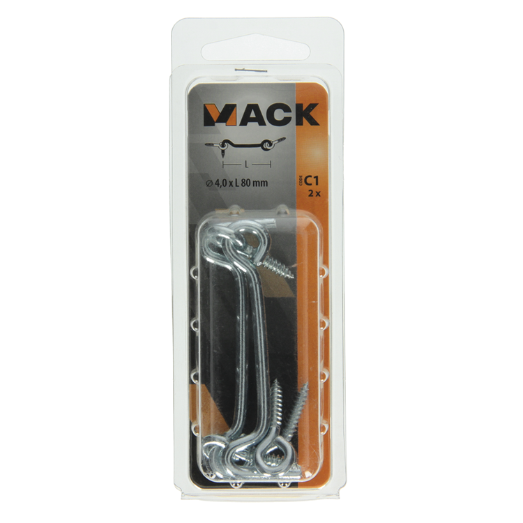 Mack 1017849 - Gancho de viento de acero galvanizado 2 piezas 4,0 x 80 mm | 5 piezas