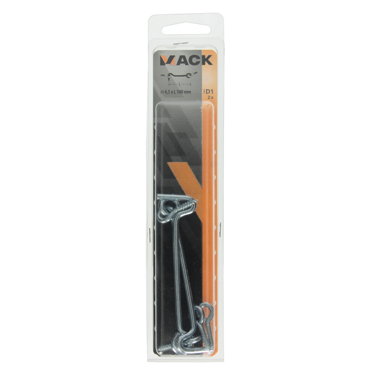 Mack 1017850 - gancho de viento de acero galvanizado 2 piezas 4,5 x 100 mm | 5 piezas