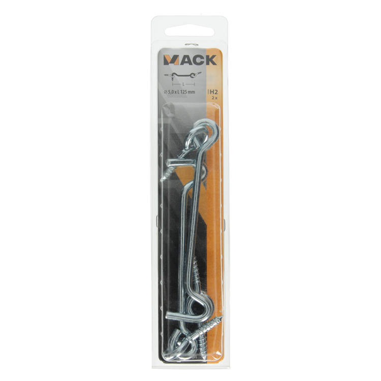 Mack 1017851 - gancho de viento de acero galvanizado 2 piezas 5,0 x 125 mm | 5 piezas