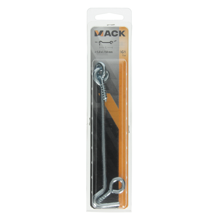 Mack 1017852 - gancho viento acero galvanizado 1 ud 5,0 x 150 mm | 5 piezas