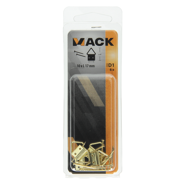 Mack 1017858 - percha de marco acero latonado 6 piezas 10 x 17 mm | 10 piezas