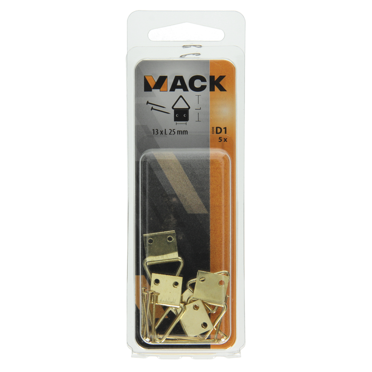 Mack 1017859 - percha de marco acero latonado 5 piezas 13 x 25 mm | 10 piezas