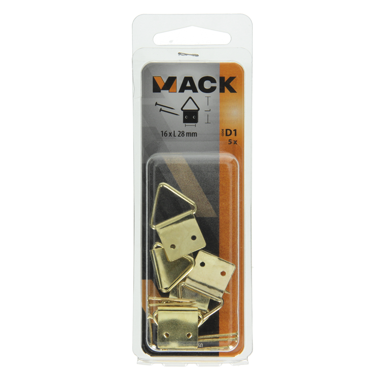 Mack 1017860 - percha de marco acero latonado 5 piezas 16 x 28 mm | 10 piezas