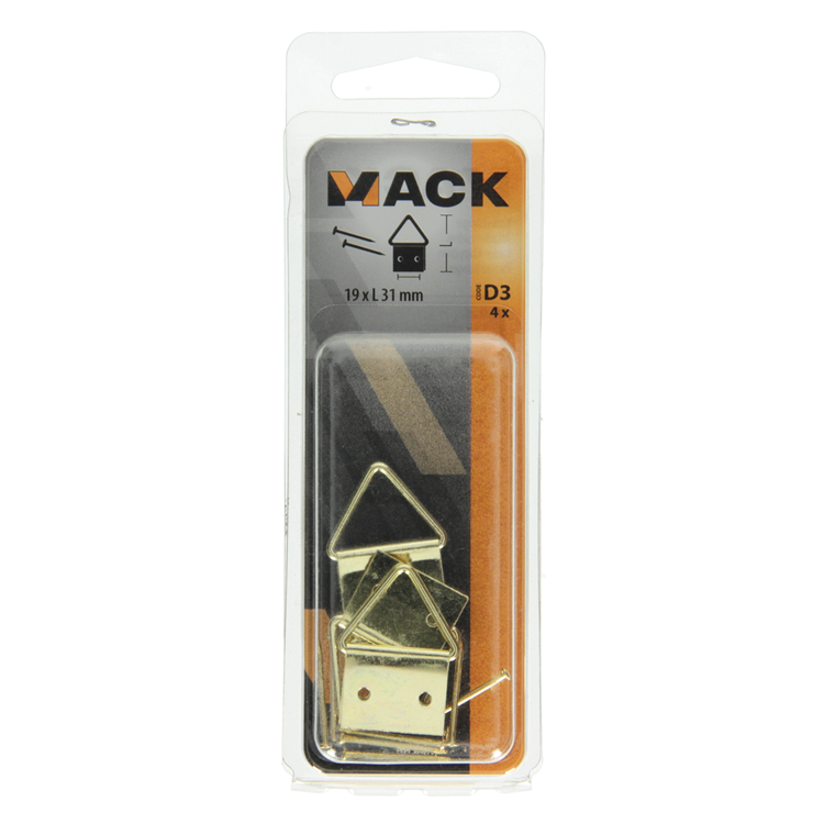 Mack 1017861 - percha de marco acero latonado 4 piezas 19 x 31 mm | 10 piezas