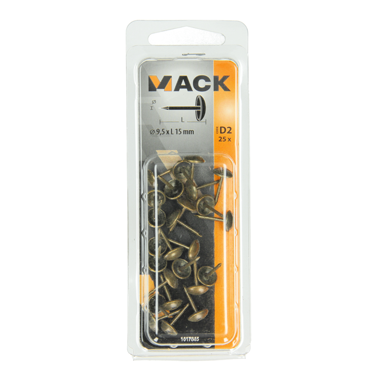 Mack 1017865 - clavo de adorno renacentista de acero 25 piezas 9,5x15 mm | 10 piezas