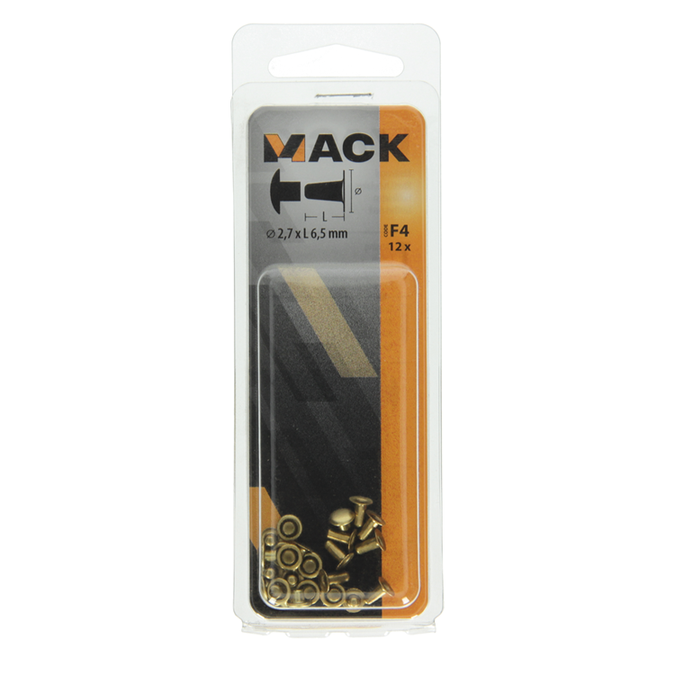 Mack 1019713 - remache latón 12 piezas 2,7 x 6,5 mm | 10 piezas