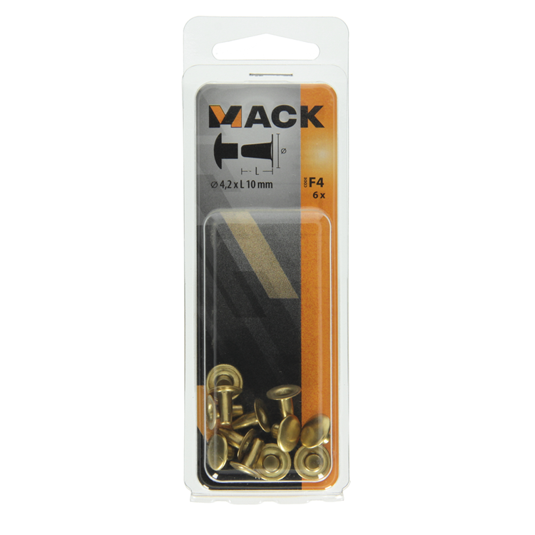 Mack 1019717 - remache latón 6 piezas 4,2 x 10 mm | 10 piezas