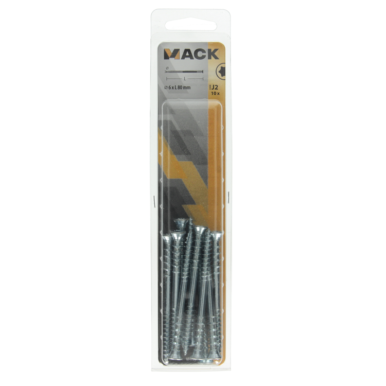 Mack 1019726 - tornillo de ajuste galvanizado 10 piezas 6 x 80 mm | 5 piezas