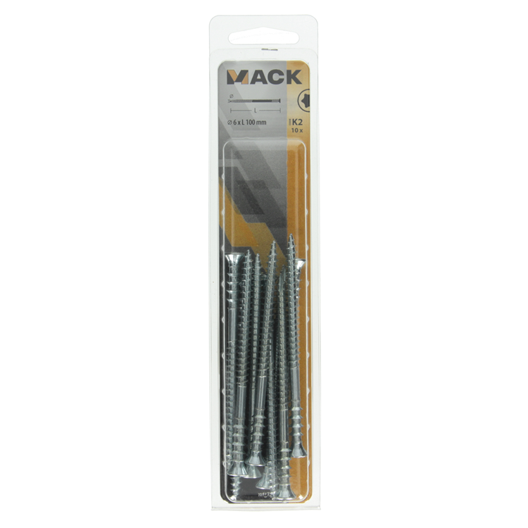 Mack 1019727 - tornillo de ajuste galvanizado 10 piezas 6 x 100 mm | 5 piezas