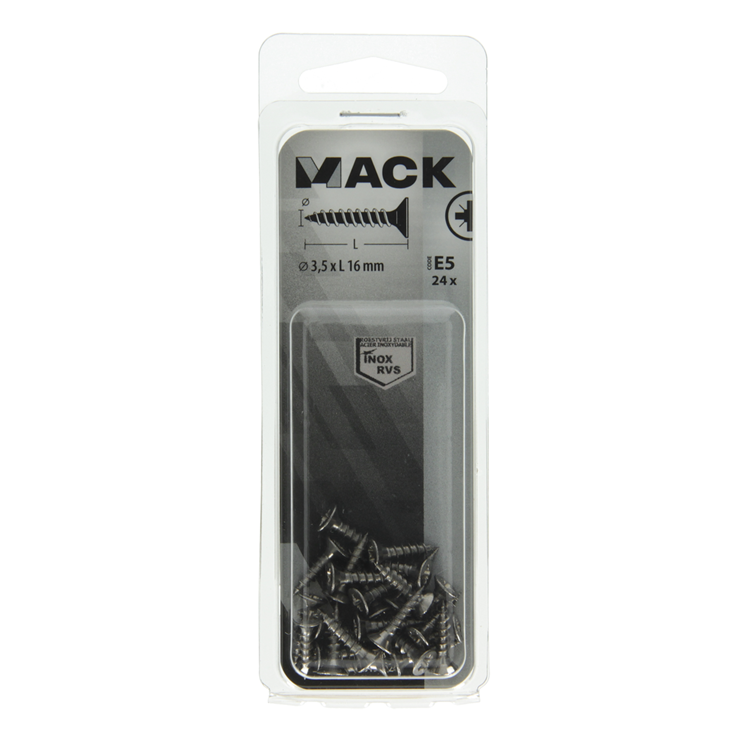 Mack 1019732 - tornillo para aglomerado cabeza vz acero inoxidable 24 piezas 3,5 x 16 mm | 10 piezas