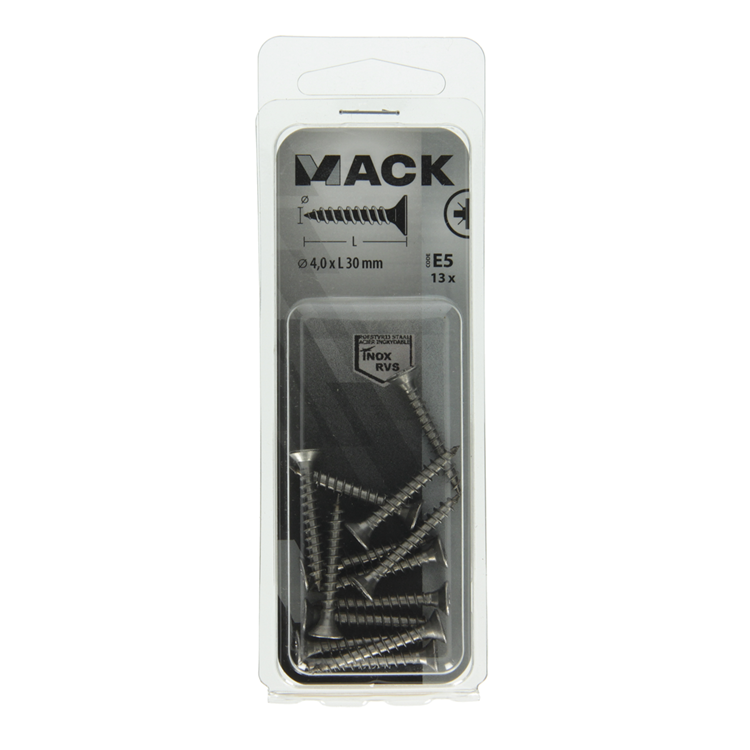 Mack 1019741 - tornillo para aglomerado cabeza vz acero inoxidable 13 piezas 4,0 x 30 mm | 10 piezas