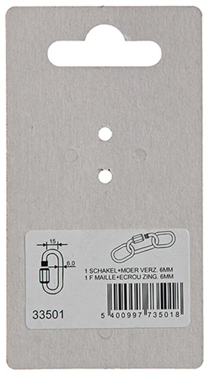 Mack 1008471 - 1 eslabón vacío + tuerca 6mm galvanizada | 10 piezas