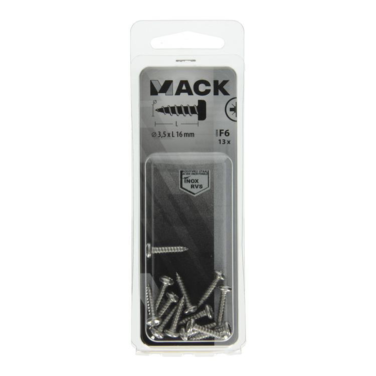 Mack 1019782 - tornillo autorroscante culata A2 13 piezas 3,5 x 16 mm | 10 piezas