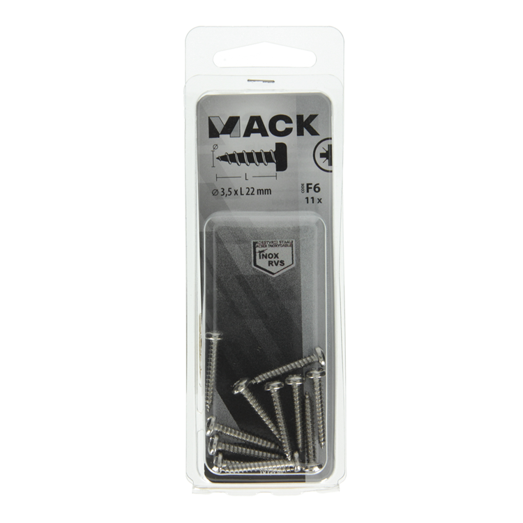 Mack 1019783 - tornillo autorroscante culata A2 11 piezas 3,5 x 22 mm | 10 piezas